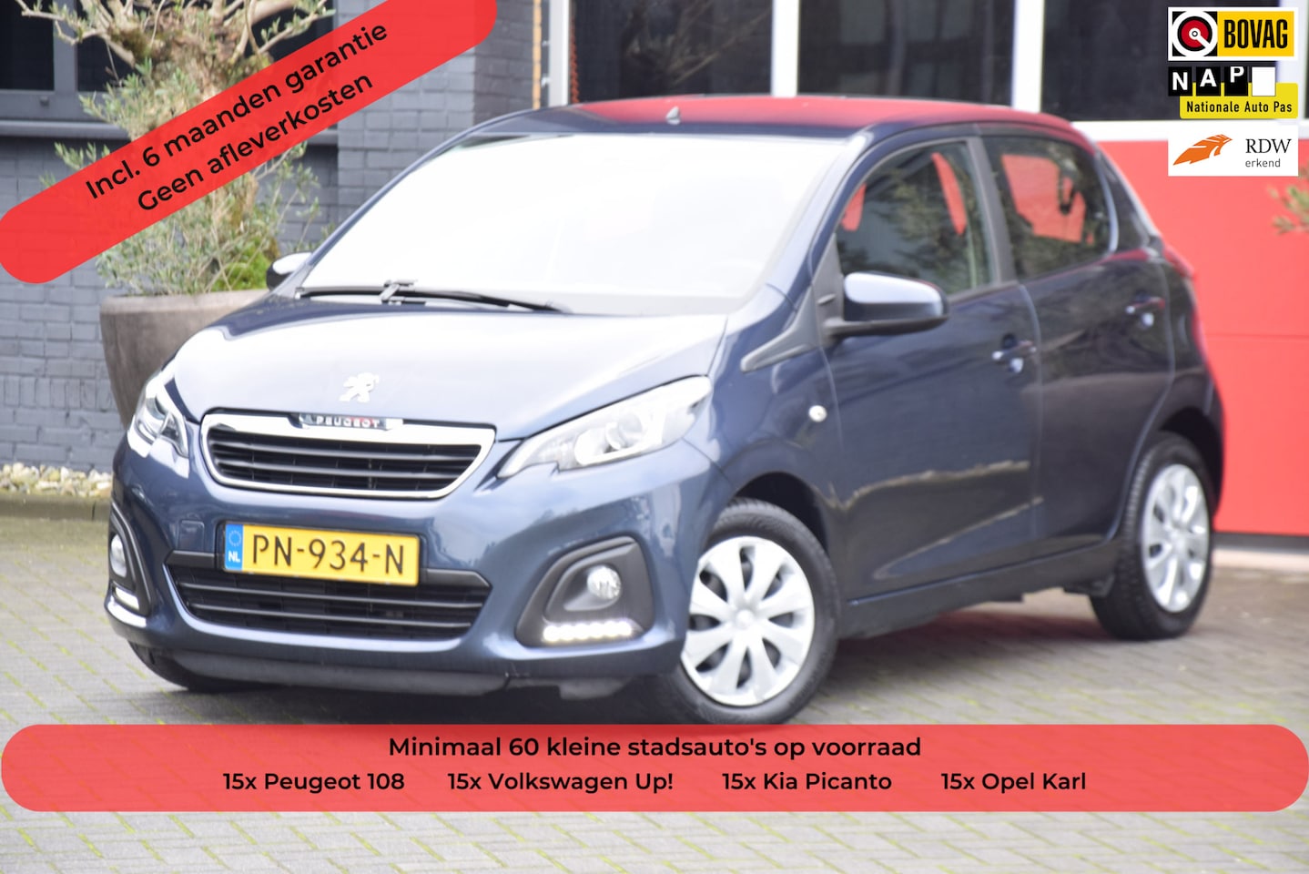 Peugeot 108 - 1.0 e-VTi Active 2017 Airco 5 Deurs Bluetooth 15x op voorraad! - AutoWereld.nl