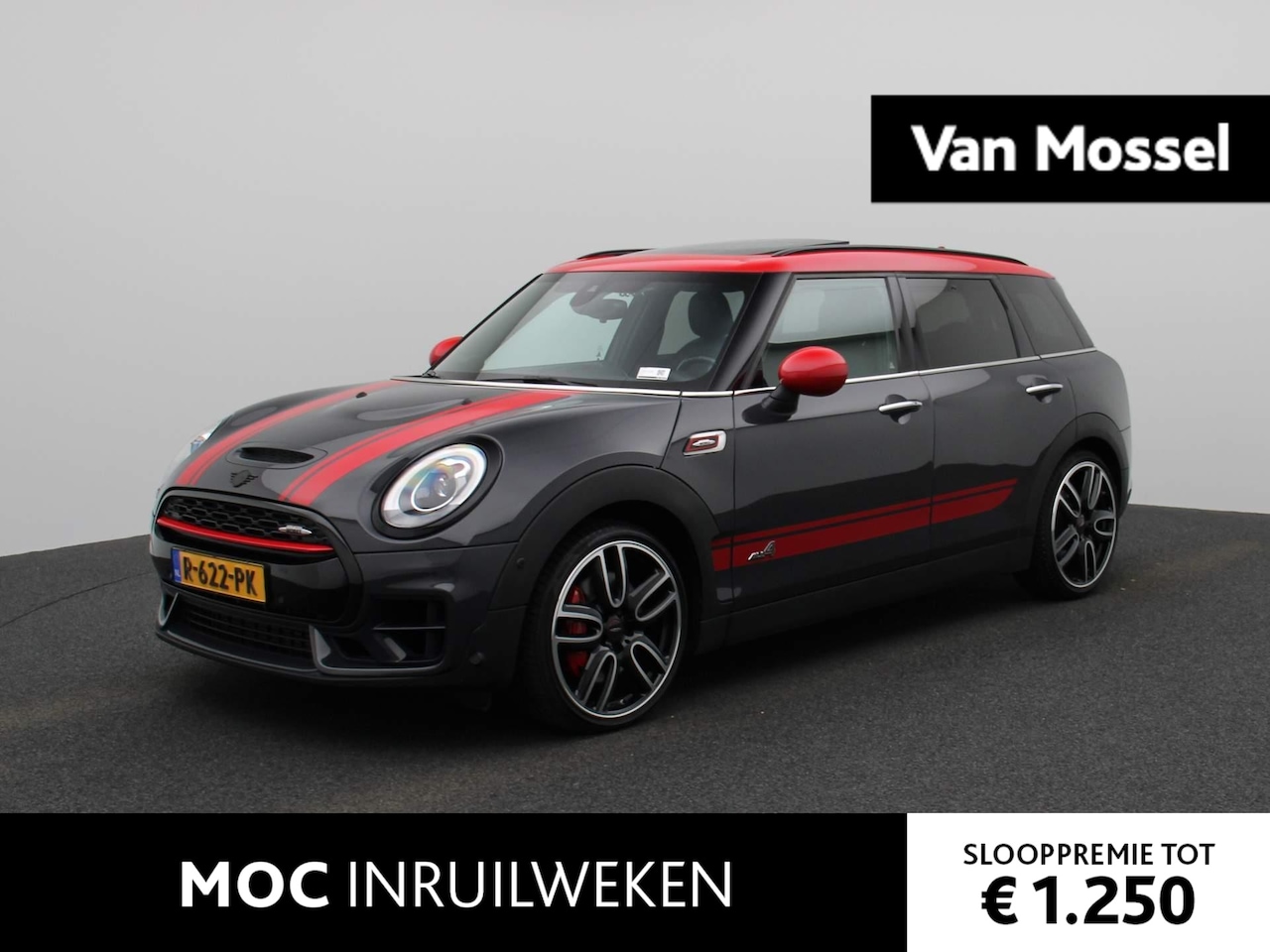 MINI Clubman - Mini 2.0 John Cooper Works ALL4 Chili AUTOMAAT 231PK | Harman/kardon | Navigatie | Leder | - AutoWereld.nl