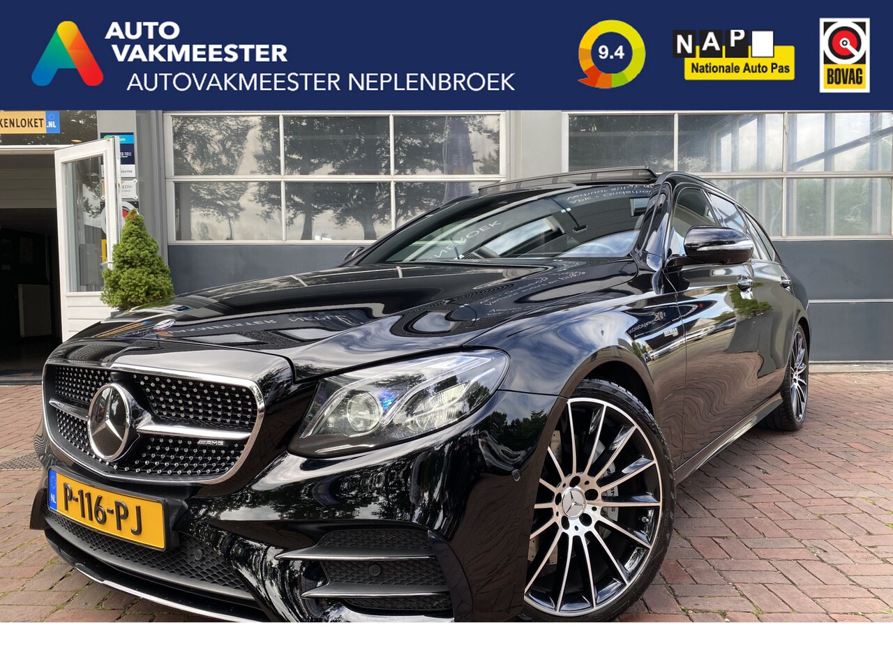 Mercedes-Benz E-klasse Estate - 43 AMG 4MATIC Pano, Trekhaak,Navi,20Inch 402PK Bj 2017 Km 136.000 Dealer onderhouden - AutoWereld.nl