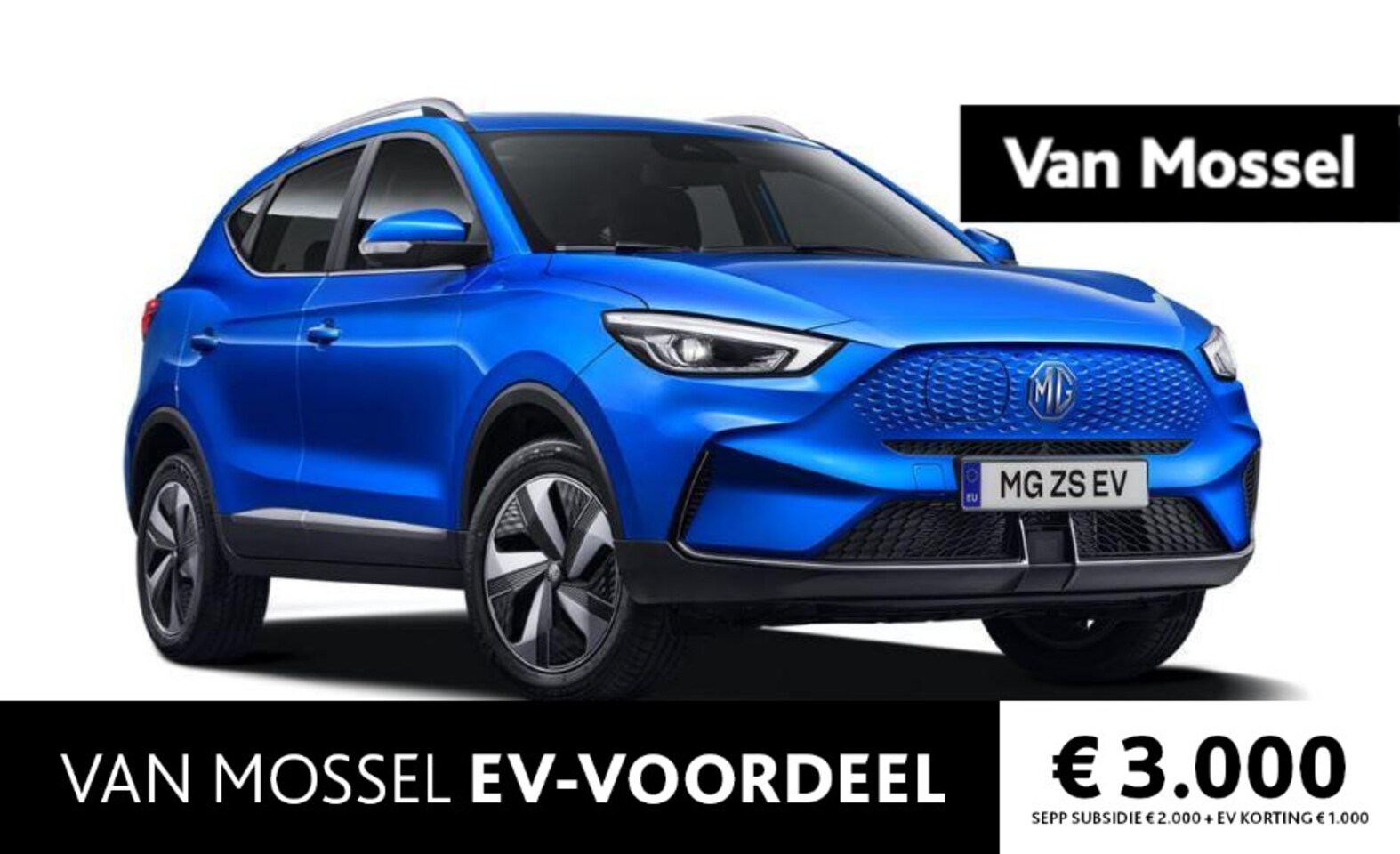 MG ZS - EV Long Range Luxury 70 kWh Como Blue  ACTIE voorraad registratiekorting / ( Subsidie part - AutoWereld.nl