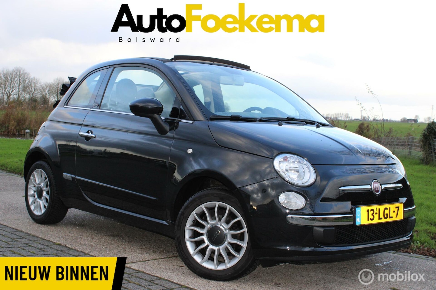 Fiat 500 - 1.2 Lounge Cabrio Automaat, Leer lmv clima. etc - AutoWereld.nl