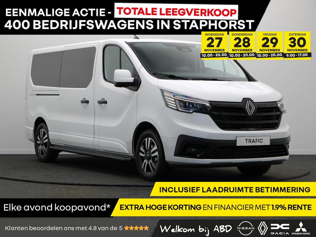 Renault Trafic - 2.0 dCi 150pk EDC T30 L2H1 Extra | Anniversary | Sidebars | Zwarte logo's | Glasslook | - AutoWereld.nl