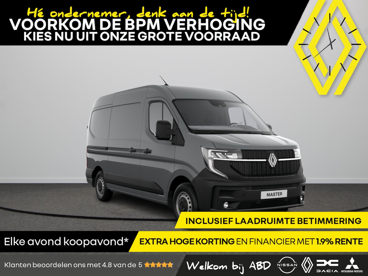 Renault Master - Gesloten Bestel L2H2 T35 dCi 130 6MT Advance | Achteruitrijcamera | C-Shape LED dagrijverl - AutoWereld.nl