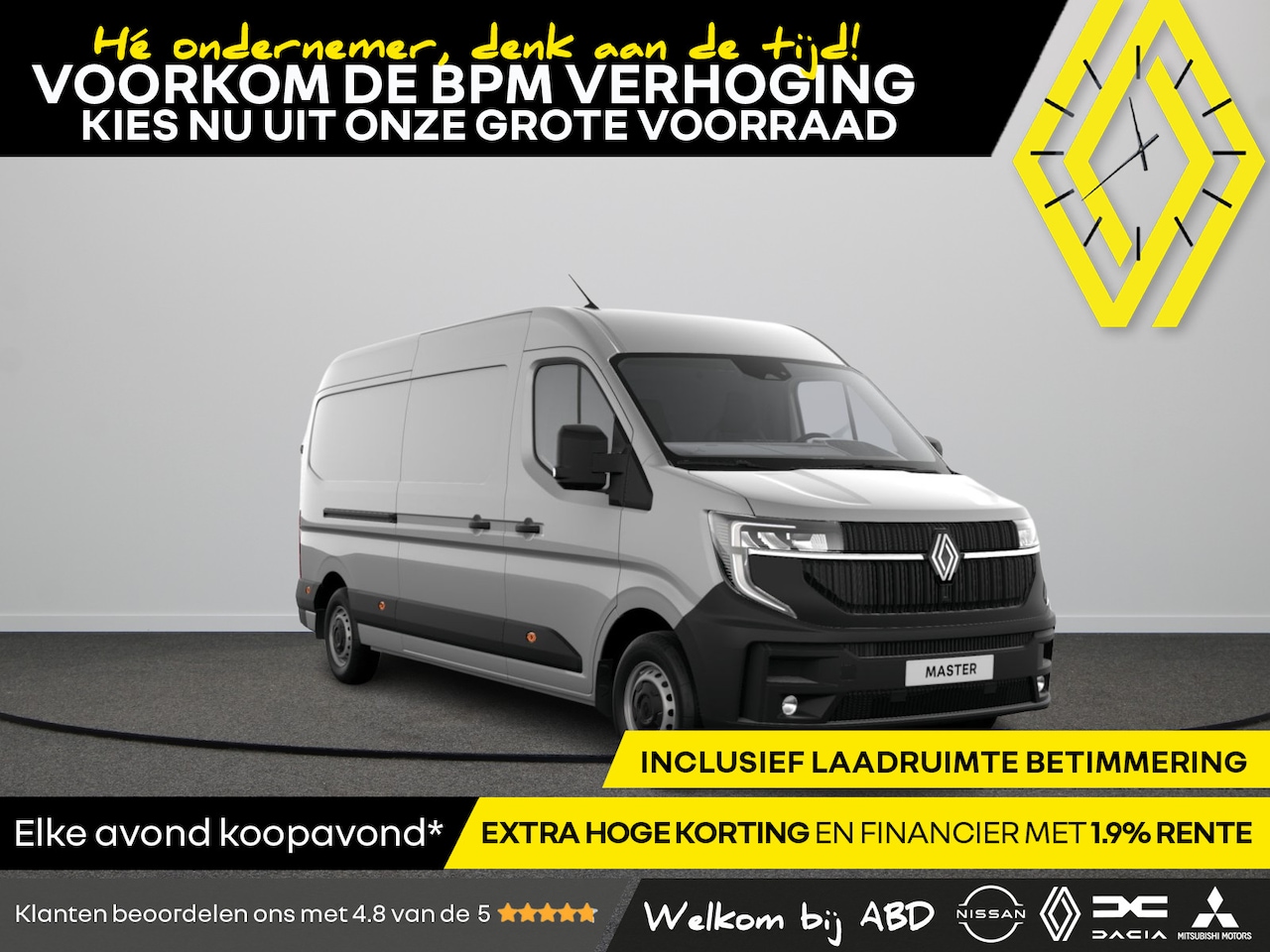 Renault Master - Gesloten Bestel L3H2 T35 dCi 150 6MT Advance | Achteruitrijcamera | C-Shape LED dagrijverl - AutoWereld.nl