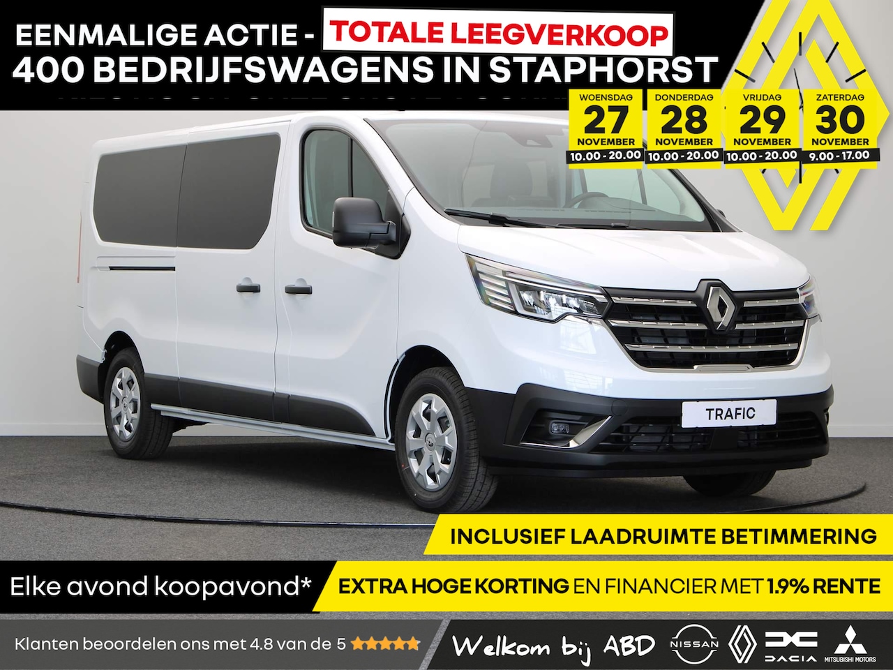 Renault Trafic - 2.0 dCi 130pk T30 L2H1 DC Advance | Dubbel cabine | BPM Voordeel | Hoge korting | Lage ren - AutoWereld.nl