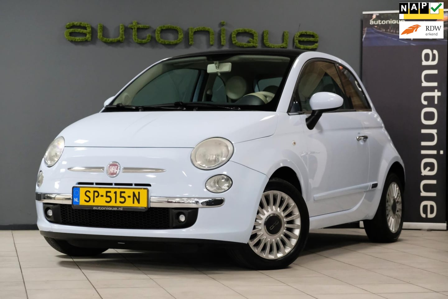 Fiat 500 - 1.2 Pop **Panorama/Glasdak** Baby Blue Airco APK 05/2025 - AutoWereld.nl