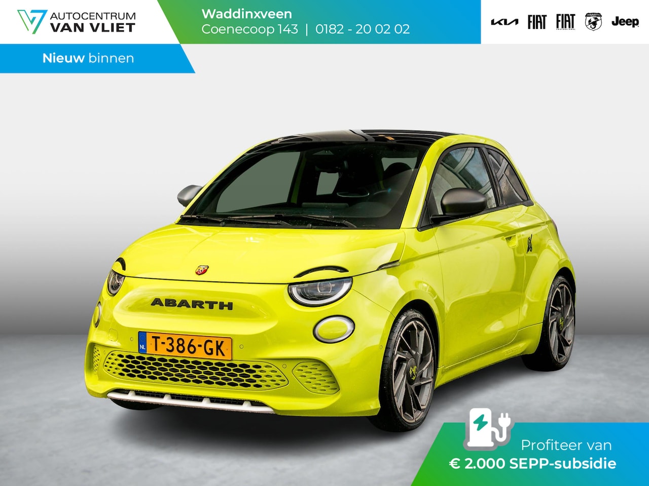 Abarth 500e - 42 kWh Turismo 155pk | Clima | Pack Winter | Cruise | Apple Carplay | Leder | Priv. glass - AutoWereld.nl