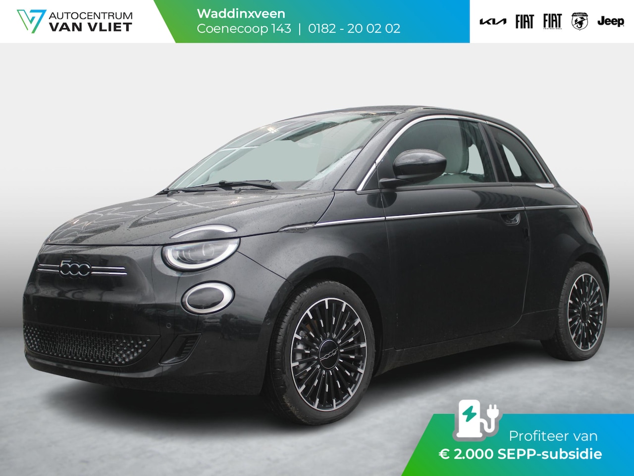 Fiat 500e - Cabrio La Prima 42 kWh | By Bocelli | Leder | 17" | Navi | Winter Pack | SEPP € 2000,- - AutoWereld.nl