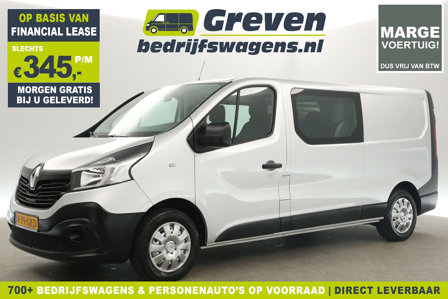 Renault Trafic - 1.6 dCi T29 L2H1 Marge | Dubbele Cabine 5 Pers Airco Cruise Navigatie Parkeersensoren Elek - AutoWereld.nl