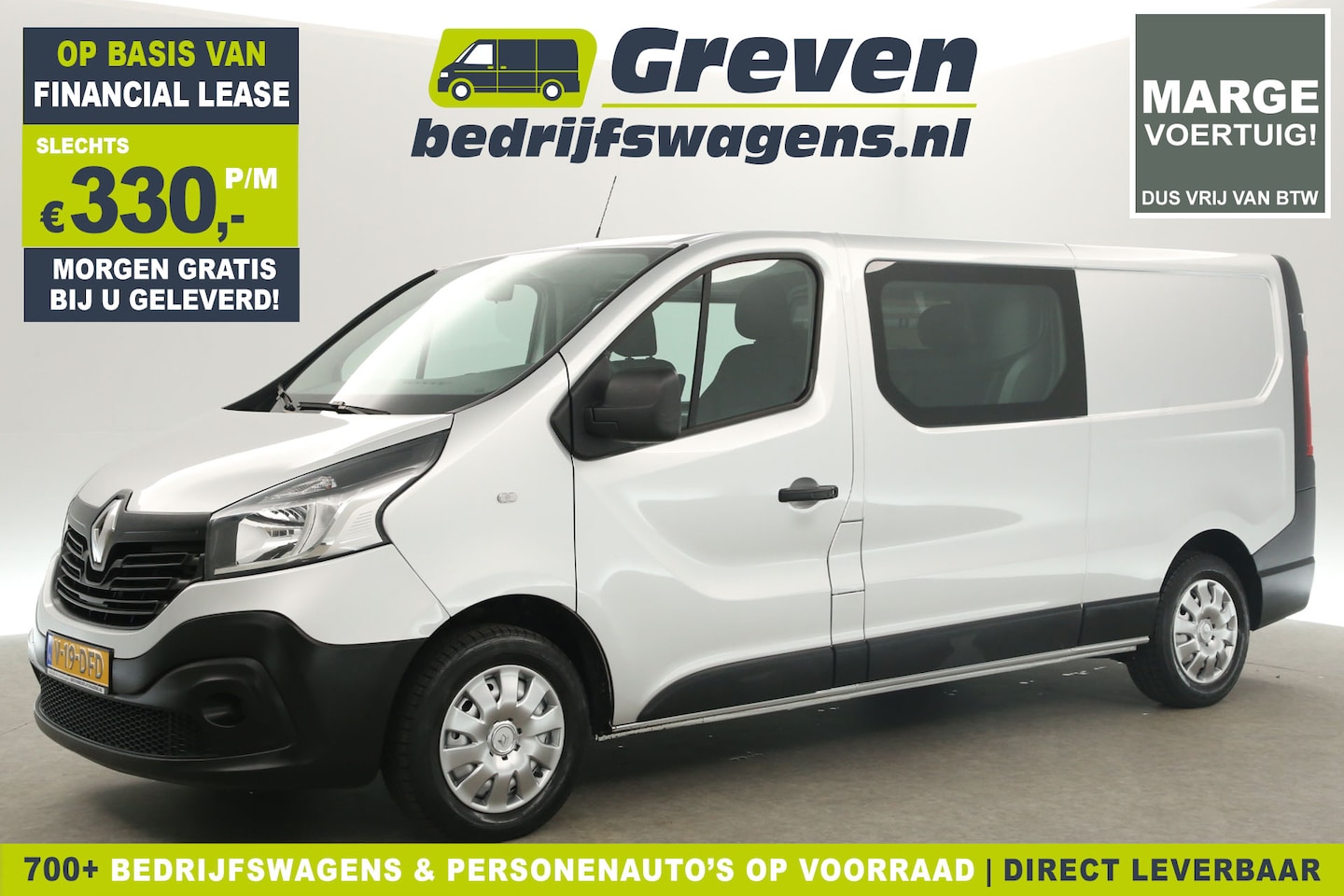 Renault Trafic - 1.6 dCi L2H1 Marge | Dubbele Cabine 5 Persoons Airco Cruise Navi Parkeersensoren Elektrpak - AutoWereld.nl