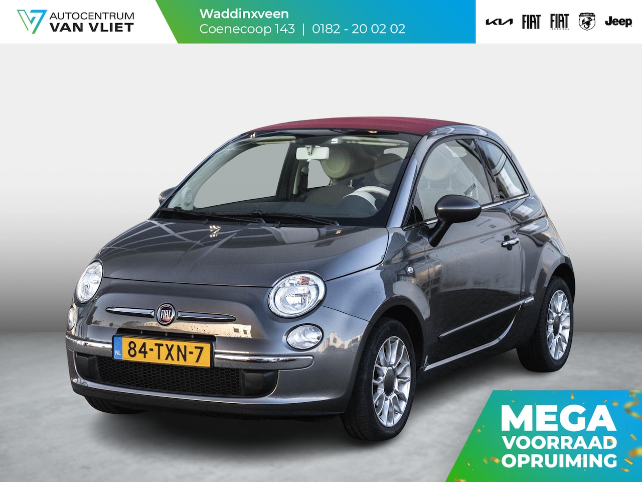 Fiat 500 C - 1.2 Lounge | Airco | PDC | Ambiance Ivoor | Kap Rood - AutoWereld.nl