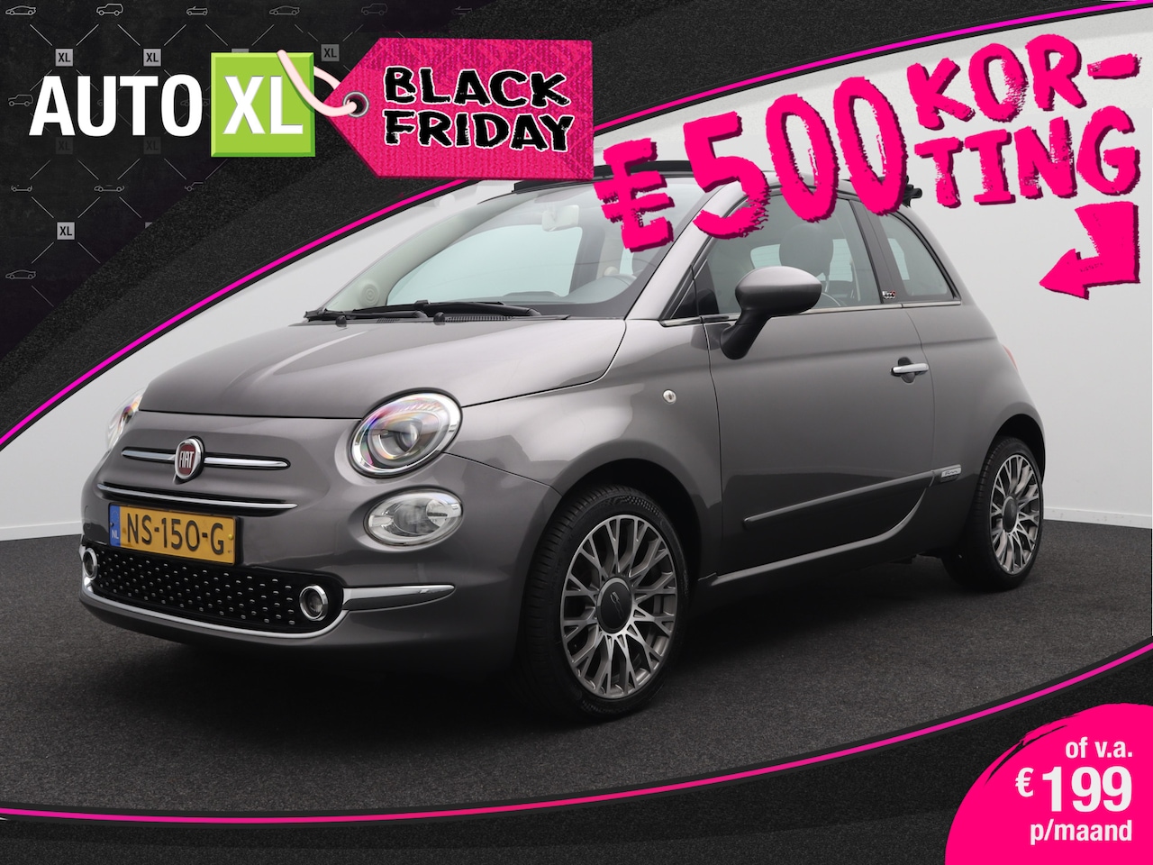 Fiat 500 - Cabrio 0.9 TwinAir Turbo Lounge 81 PK Navi Bluetooth LMV 16' 0.5 - AutoWereld.nl