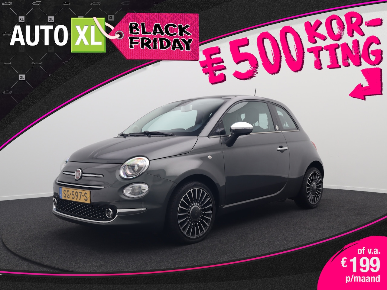 Fiat 500 - 0.9 TwinAir Turbo Lounge Pano-dak Leder Sportstoelen Climate Cruise 0.5 - AutoWereld.nl