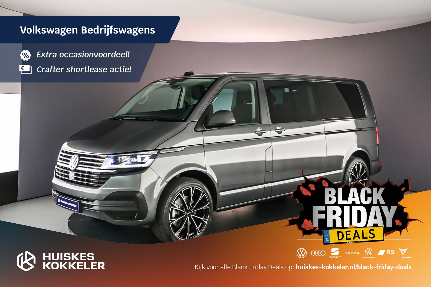 Volkswagen Transporter Caravelle - Dubbele cabine T6.1 2.0 TDI 204PK DSG L2H1 Rijklaar Prijs | LED Koplampen | 2x schuifdeur - AutoWereld.nl