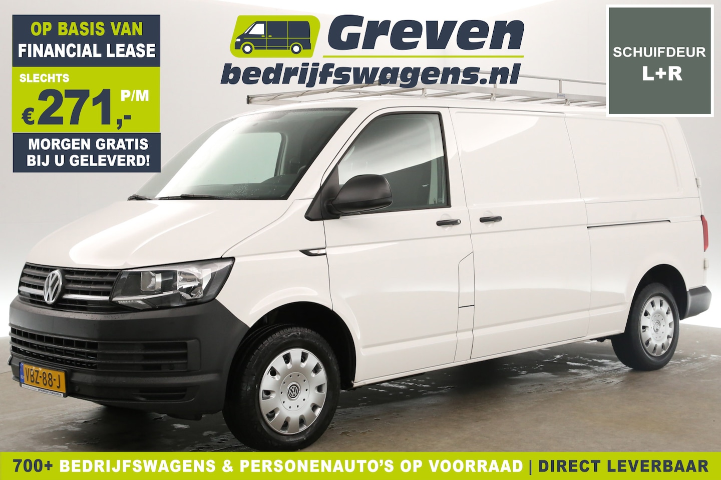 Volkswagen Transporter - 2.0 TDI L2H1 140PK Airco Carplay Imperiaal 2xSchuifdeur 3 Persoons Navigatie PDC Trekhaak - AutoWereld.nl