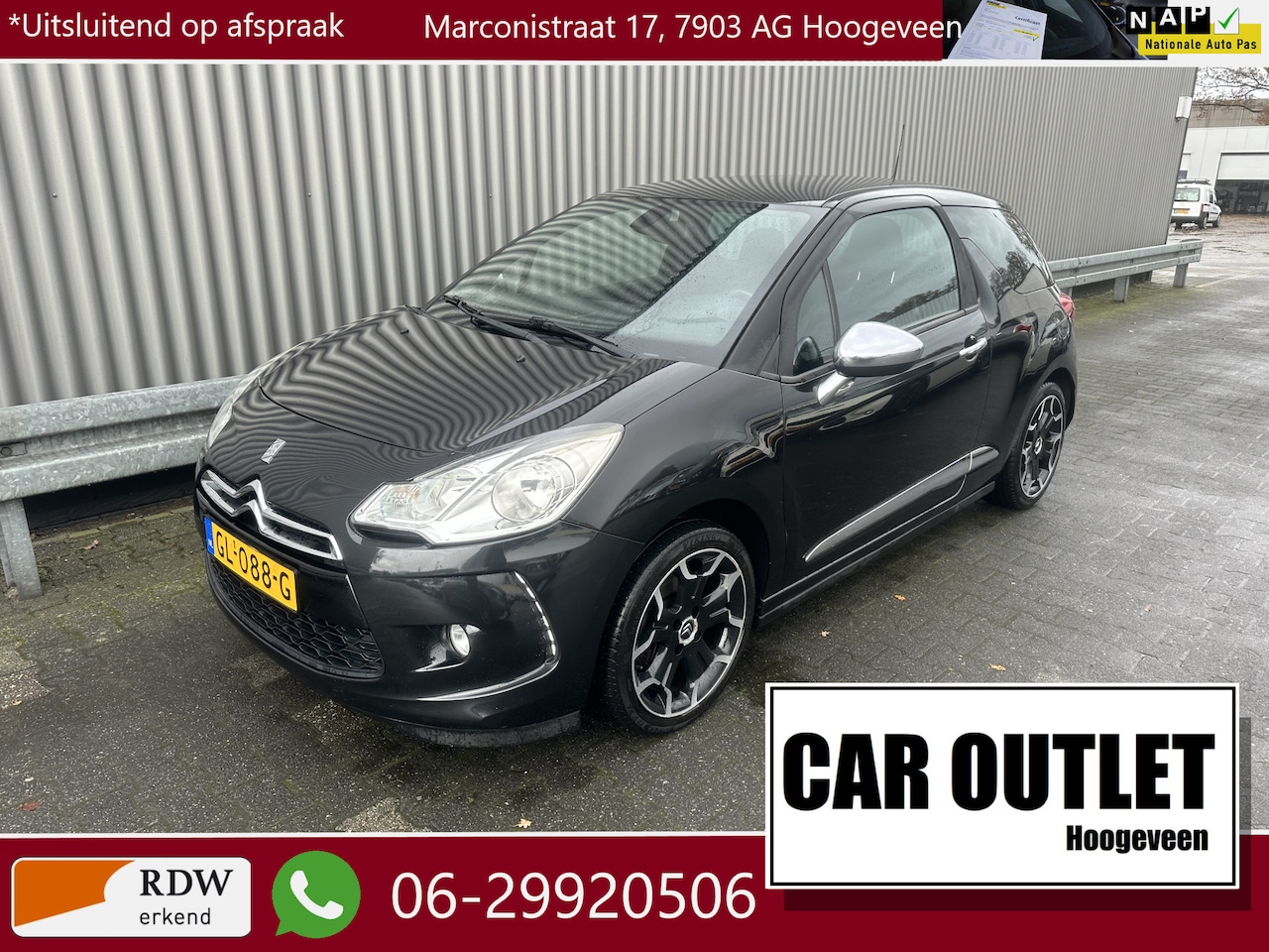 Citroën DS3 - 1.6 So Chic in Black Clima LED LM Isofix --Inruil Mogelijk-- - AutoWereld.nl