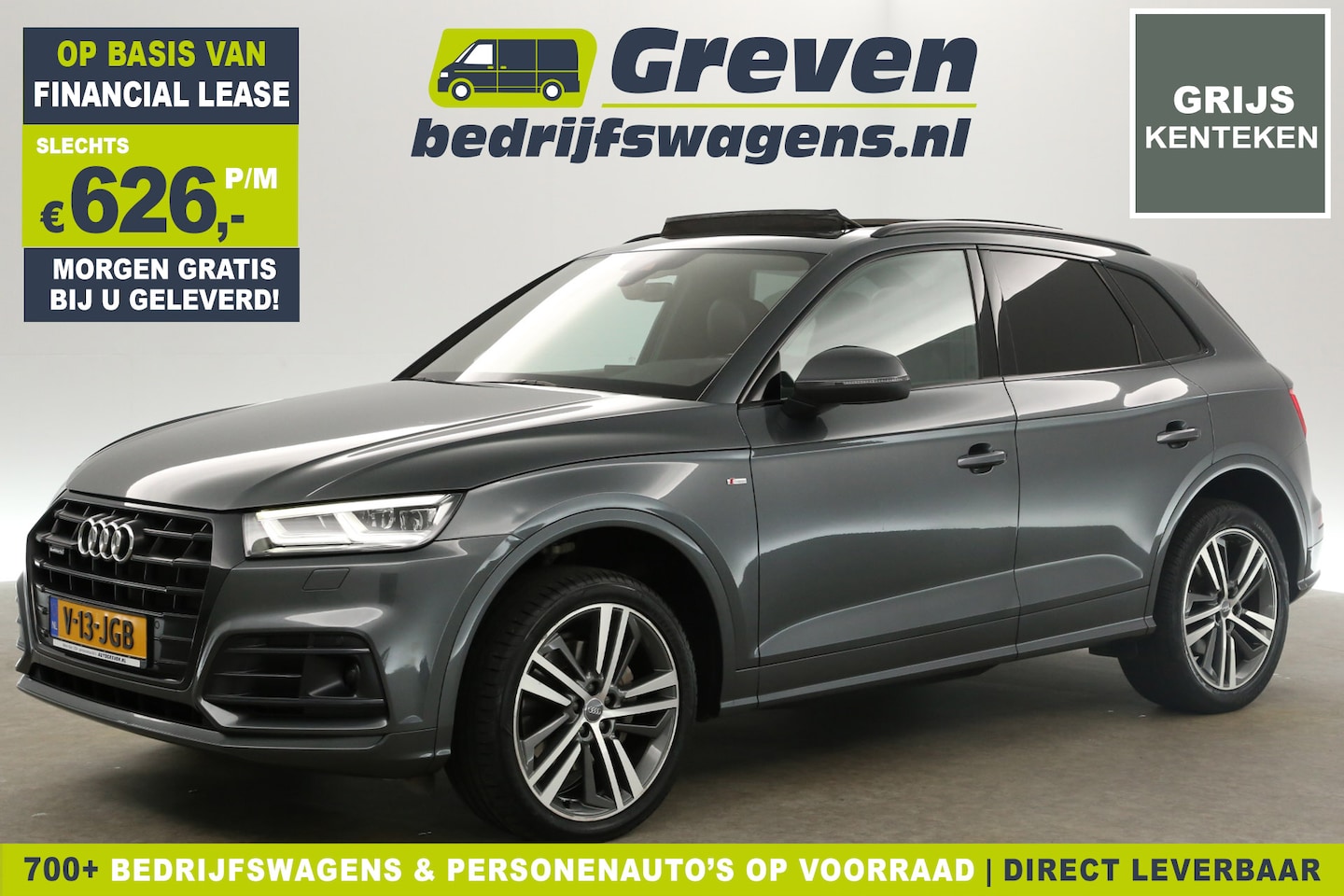 Audi Q5 - 2.0 TDI 190PK S-line Quattro Grijs Kenteken | VAN | 191PK Automaat Pano Clima Carplay Bang - AutoWereld.nl