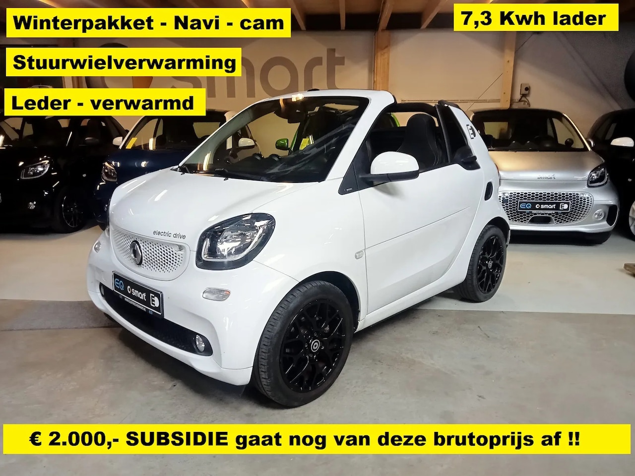 Smart Fortwo cabrio - Prime - leder - stoel en stuurverwarming - navi - camera - AutoWereld.nl