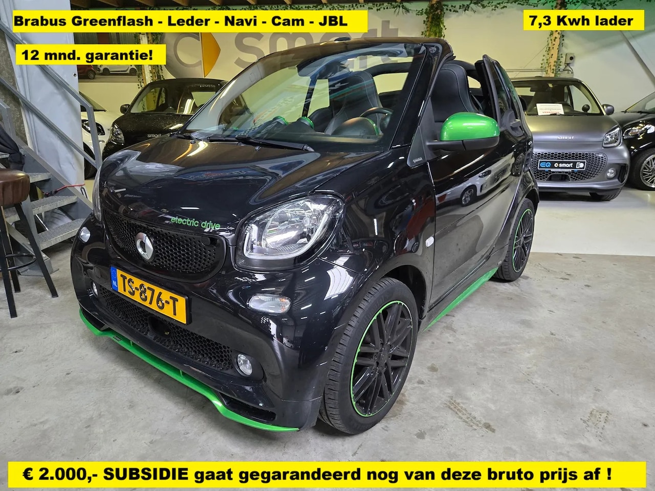 Smart Fortwo cabrio - Prime BRABUS Greenflash - JBL - Leder - winterpakket etc etc - AutoWereld.nl