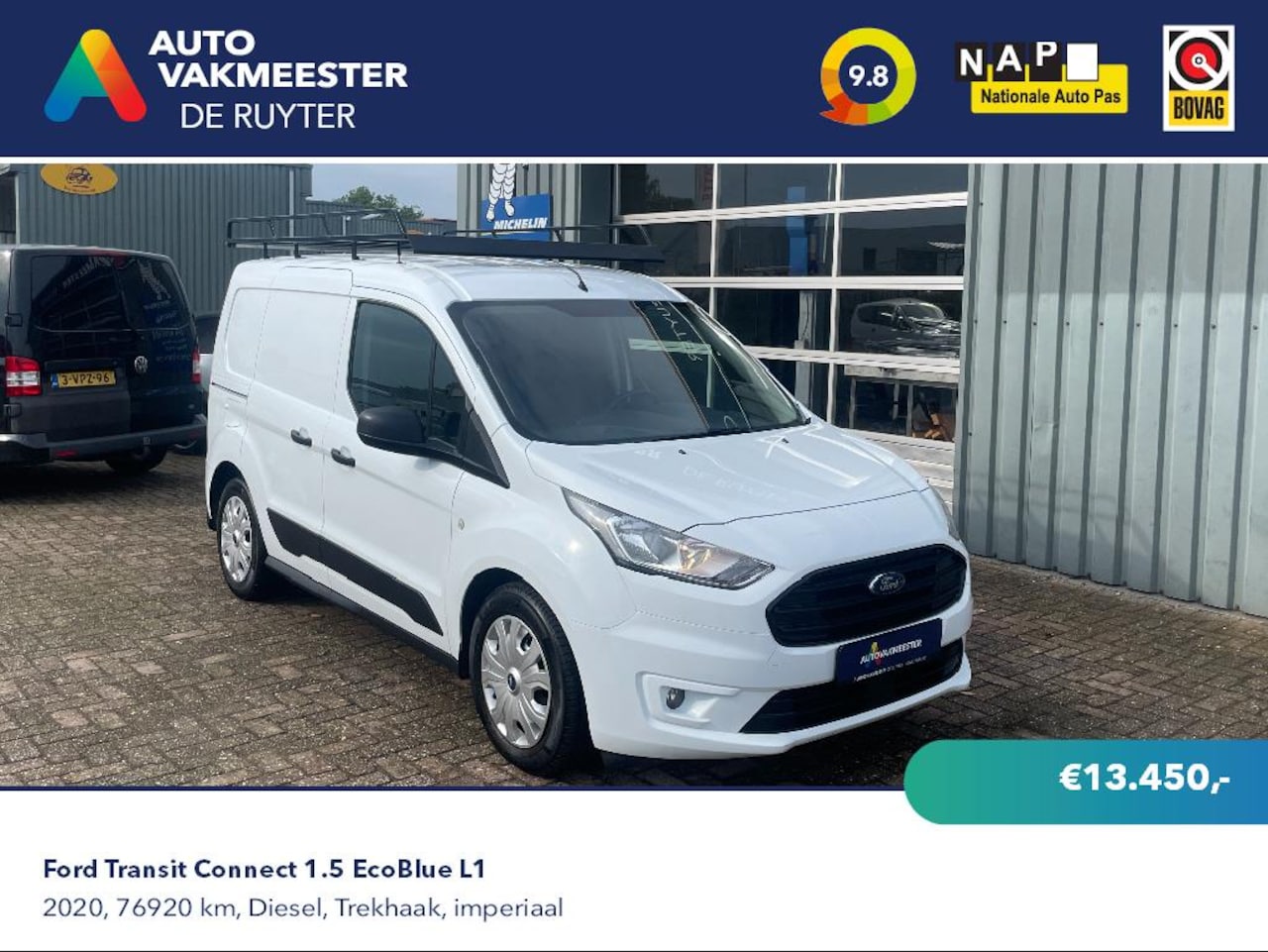 Ford Transit Connect - 1.5 EcoBlue L1 - Imperiaal - Cruise - 3 zits - Trekhaak - AutoWereld.nl