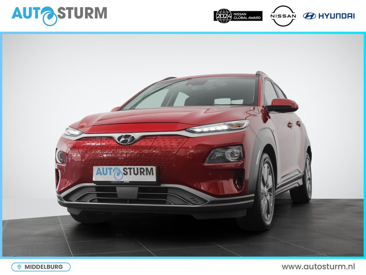 Hyundai Kona Electric - EV Premium 64 kWh | Head-Up Display | Navigatie | Camera | Leder | Adapt. Cruise Control | - AutoWereld.nl