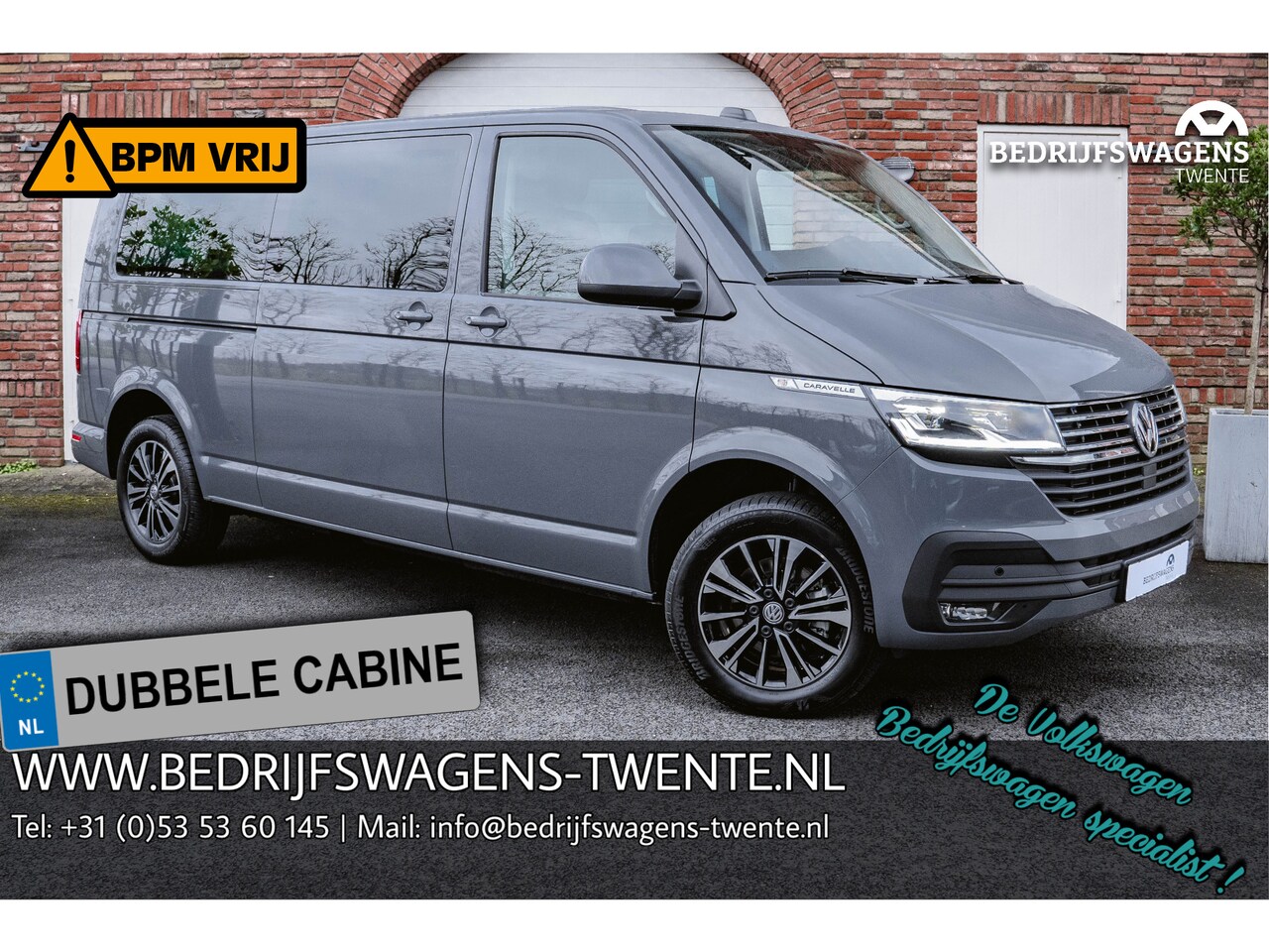 Volkswagen Transporter Caravelle - T6.1 2.0 TDI 150 PK DSG CARAVELLE L2H1 DUB/CAB A-KLEP 17 inch ACC | LED | Privacy glass | - AutoWereld.nl