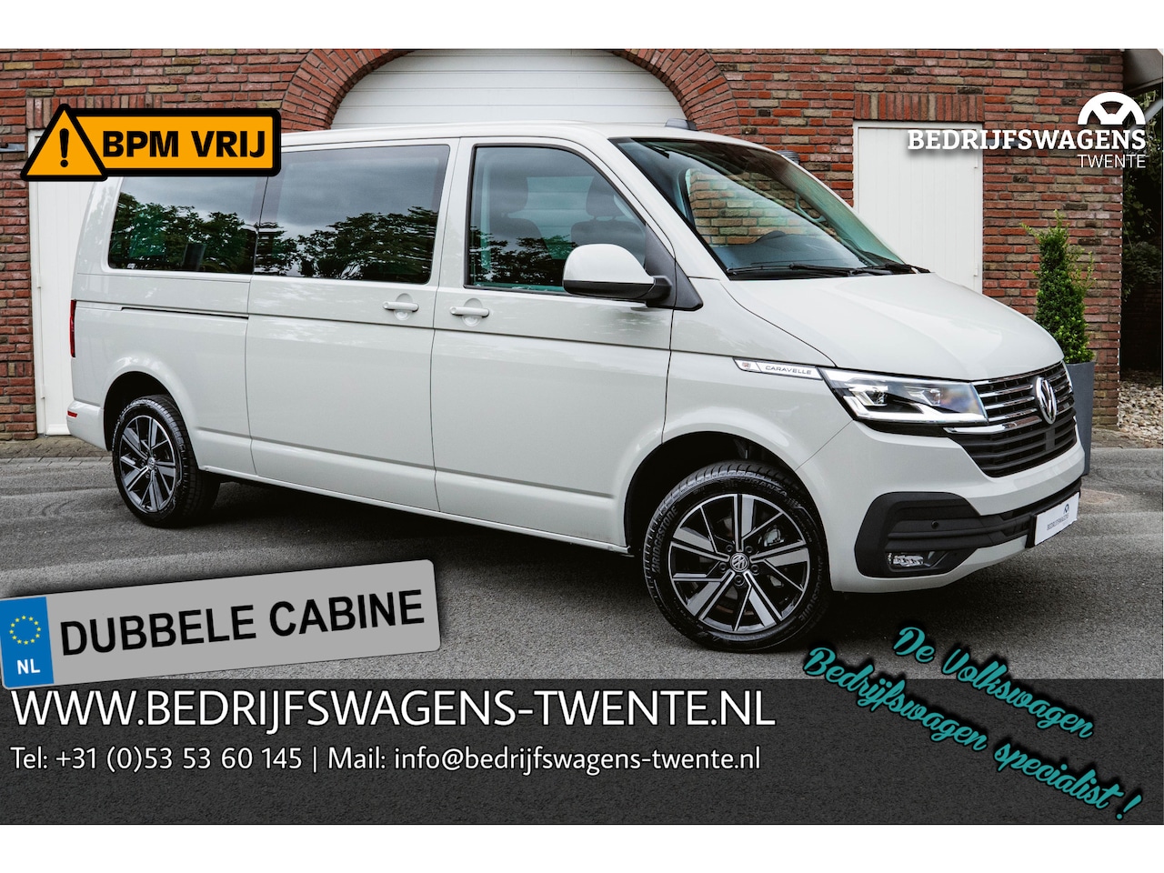 Volkswagen Transporter Caravelle - T6.1 2.0 TDI 150 PK DSG CARAVELLE L2H1 DUB/CAB A-KLEP 18 inch ACC | LED | Privacy glass | - AutoWereld.nl