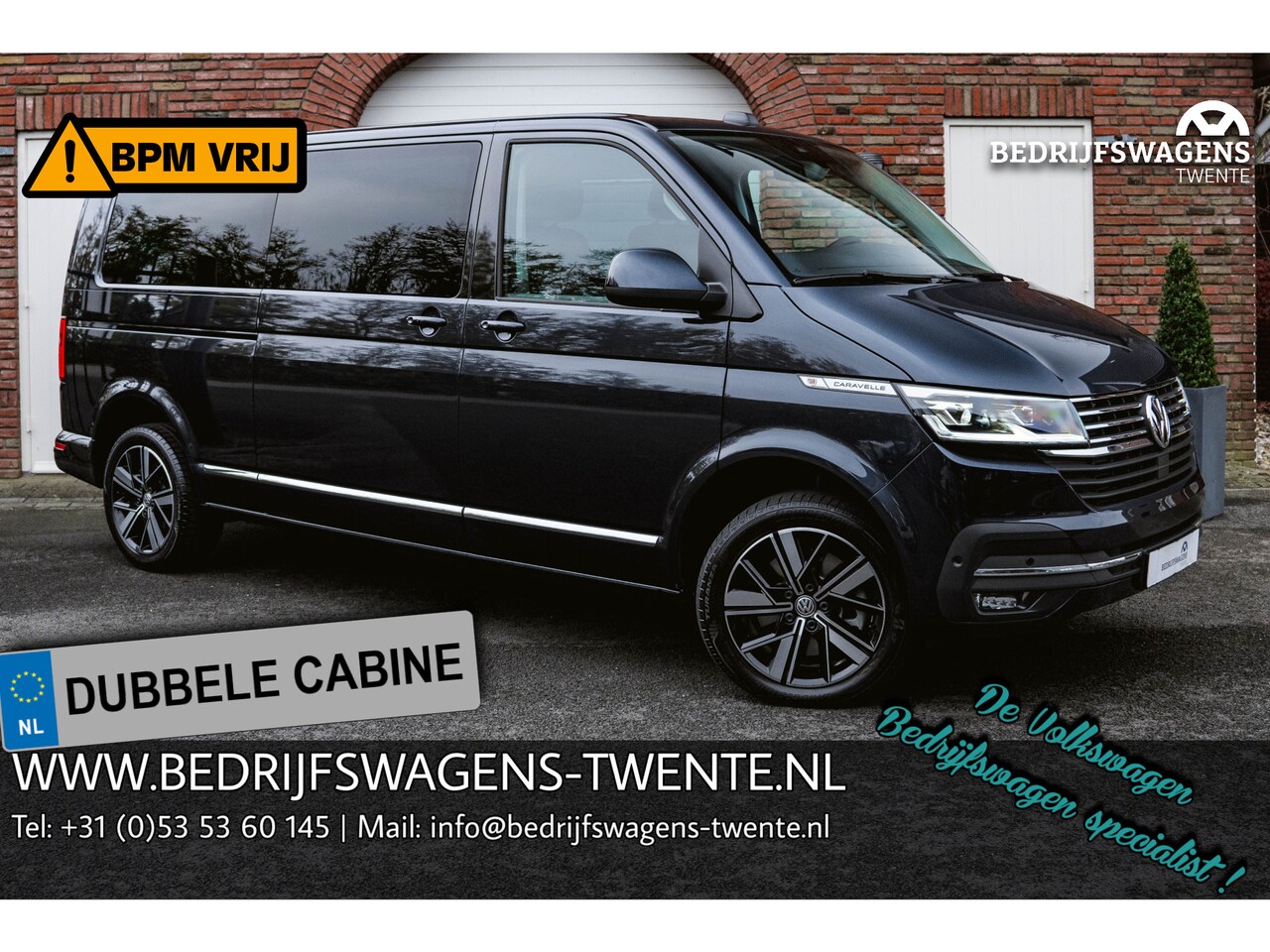 Volkswagen Transporter Caravelle - T6.1 2.0 TDI 204 PK DSG L2H1 A-KLEP FULL OPTIONS DUB/CAB ACC | LED | Leder | Side Assist | - AutoWereld.nl