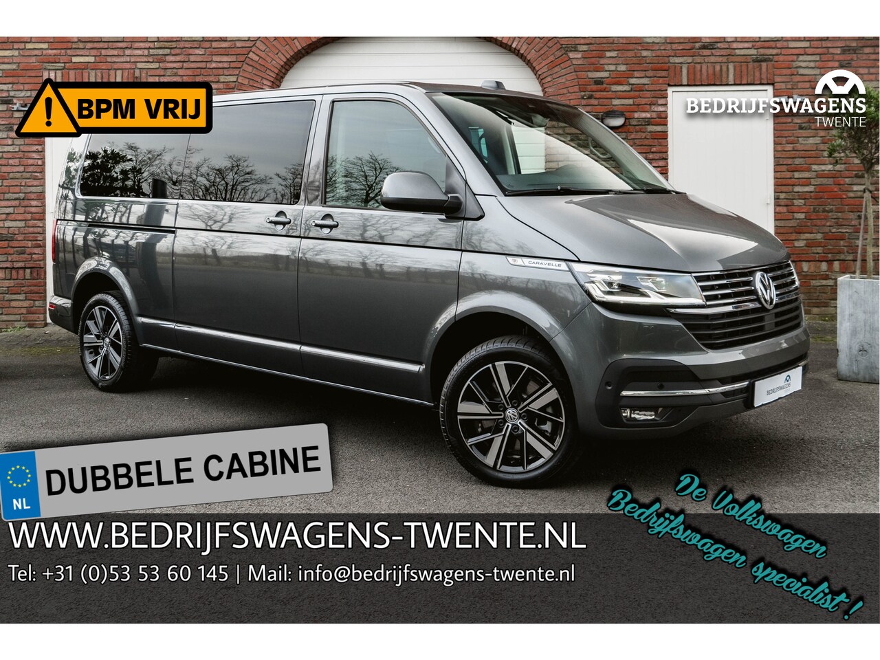 Volkswagen Transporter Caravelle - T6.1 2.0 TDI 204 PK DSG L2H1 A-KLEP DUB/CAB ACC | LED | Leder | Side Assist | Privacy glas - AutoWereld.nl