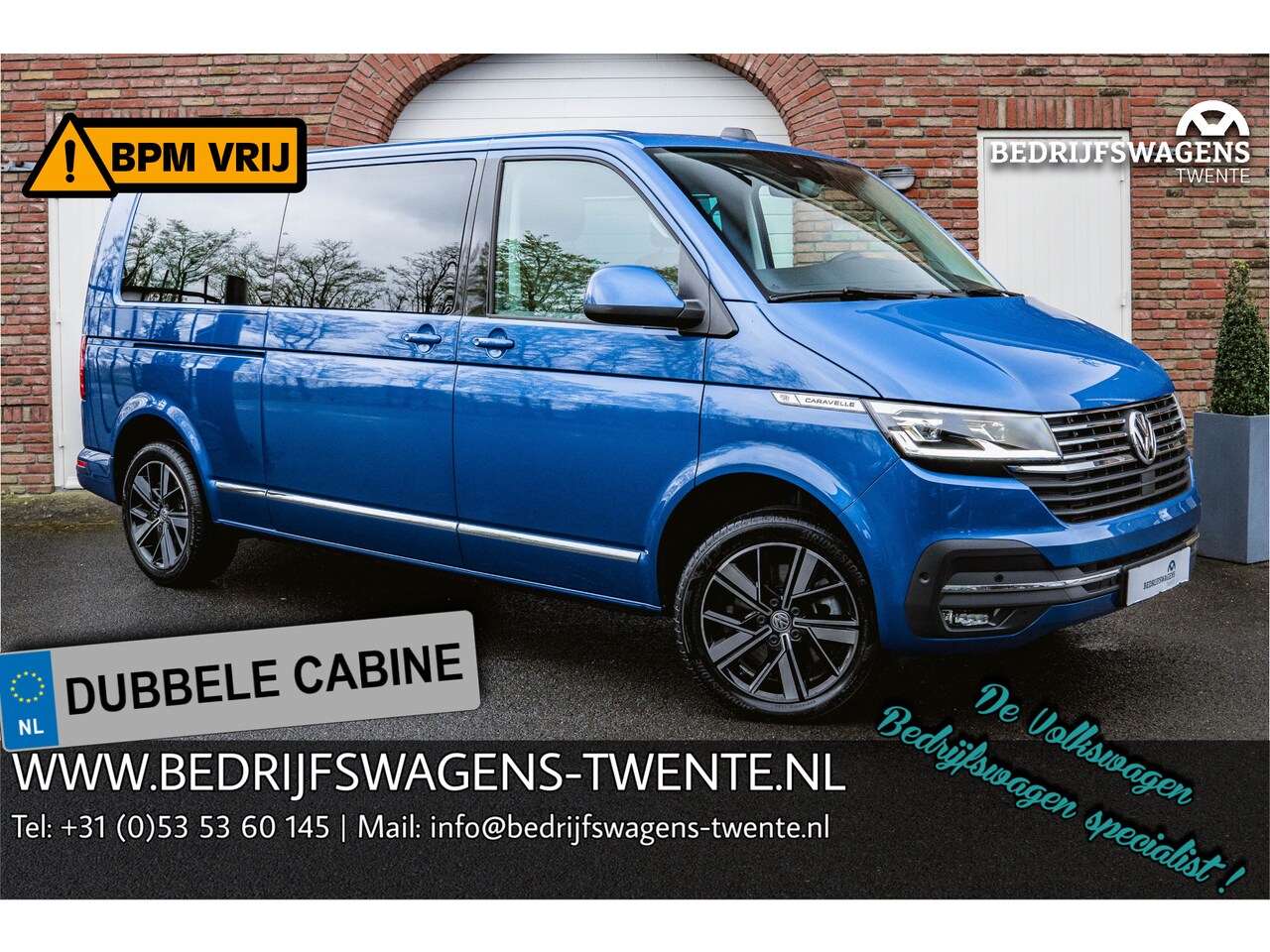 Volkswagen Transporter Caravelle - T6.1 2.0 TDI 204 PK DSG L2H1 A-KLEP FULL OPTIONS DUB/CAB ACC | LED | Leder | Side Assist | - AutoWereld.nl