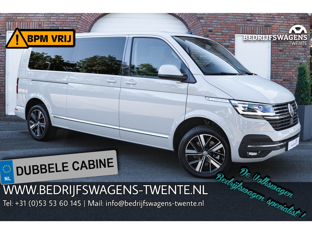 Volkswagen Transporter Caravelle - T6.1 2.0 TDI 204 PK DSG L2H1 A-KLEP FULL OPTIONS DUB/CAB ACC | LED | Leder | Side Assist | - AutoWereld.nl