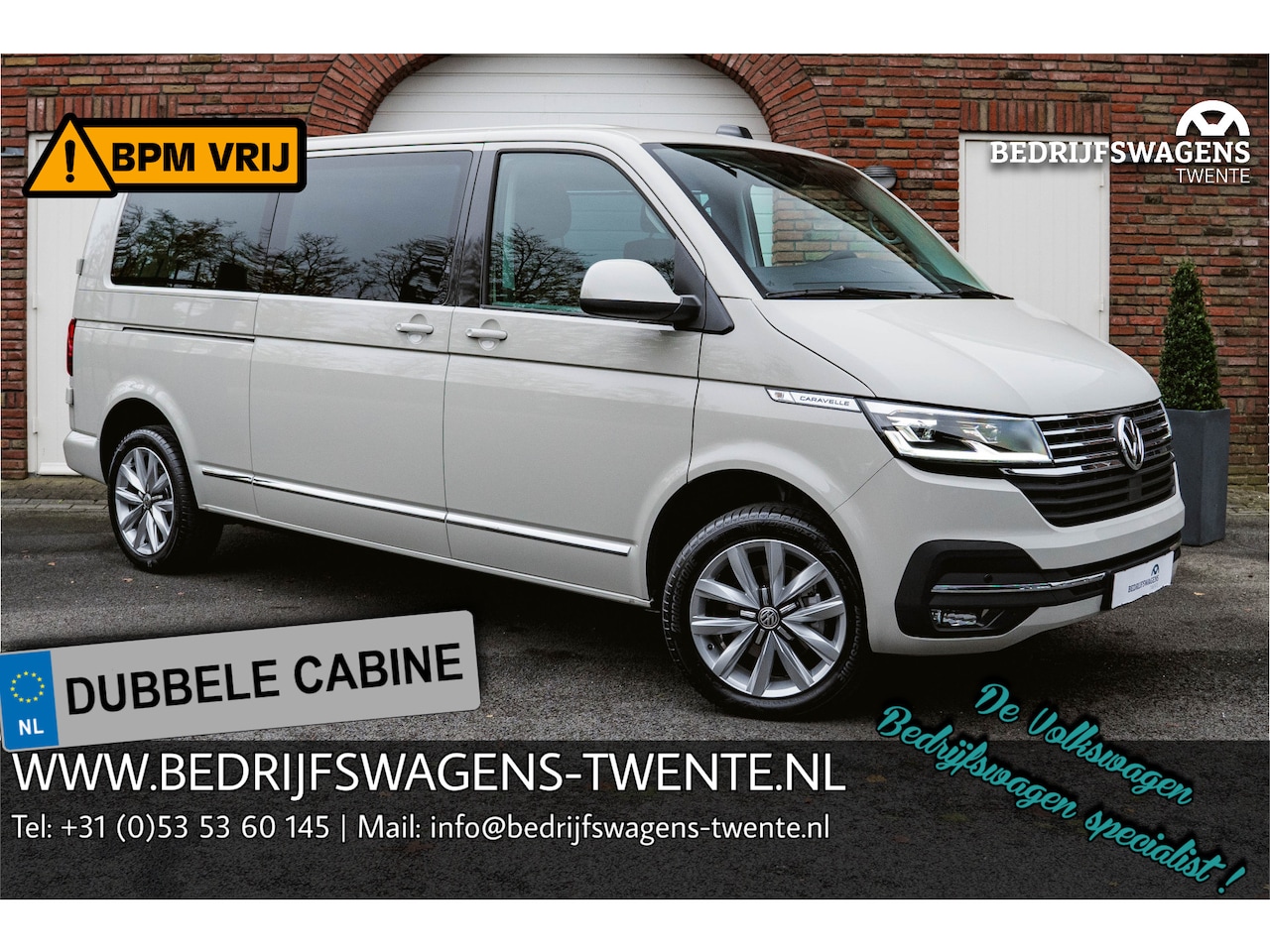 Volkswagen Transporter Caravelle - T6.1 2.0 TDI 150 PK DSG CARAVELLE L2H1 DUB/CAB A-Deuren ACC | LED | Digital Cockpit | Lede - AutoWereld.nl