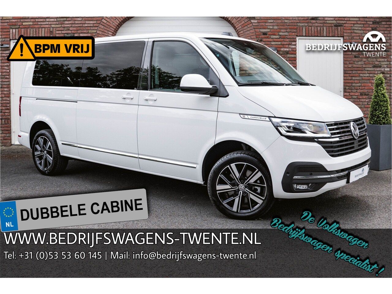 Volkswagen Transporter Caravelle - T6.1 2.0 TDI 204 PK DSG L2H1 A-KLEP DUB/CAB ACC | LED | Leder | Side Assist | Privacy glas - AutoWereld.nl