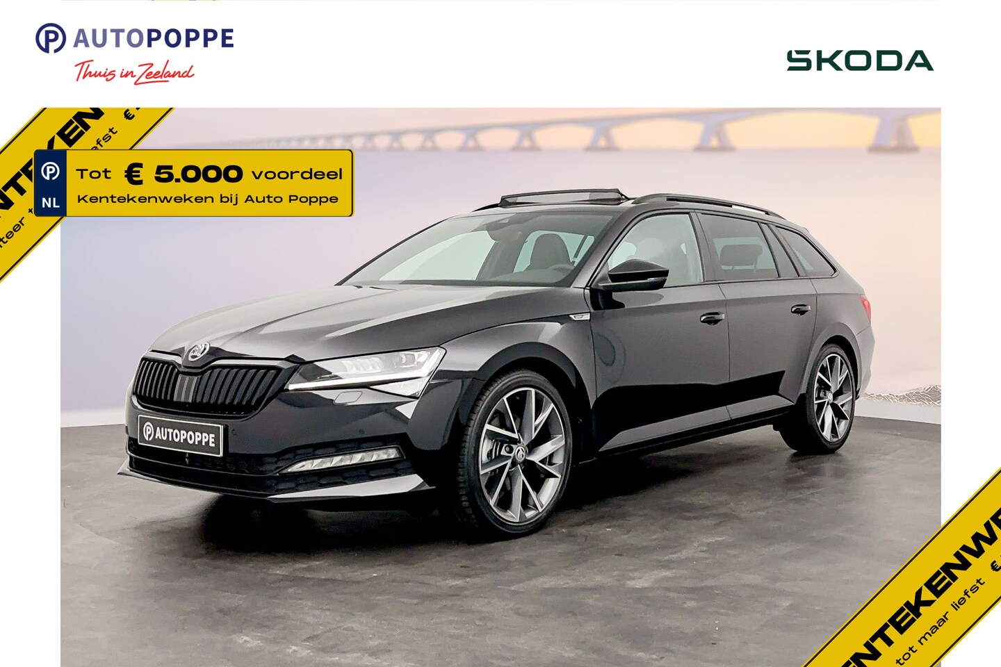 Skoda Superb Combi - 1.5 TSI ACT Sportline Business Panoramadak - Trekhaak - 19 inch LM - AutoWereld.nl