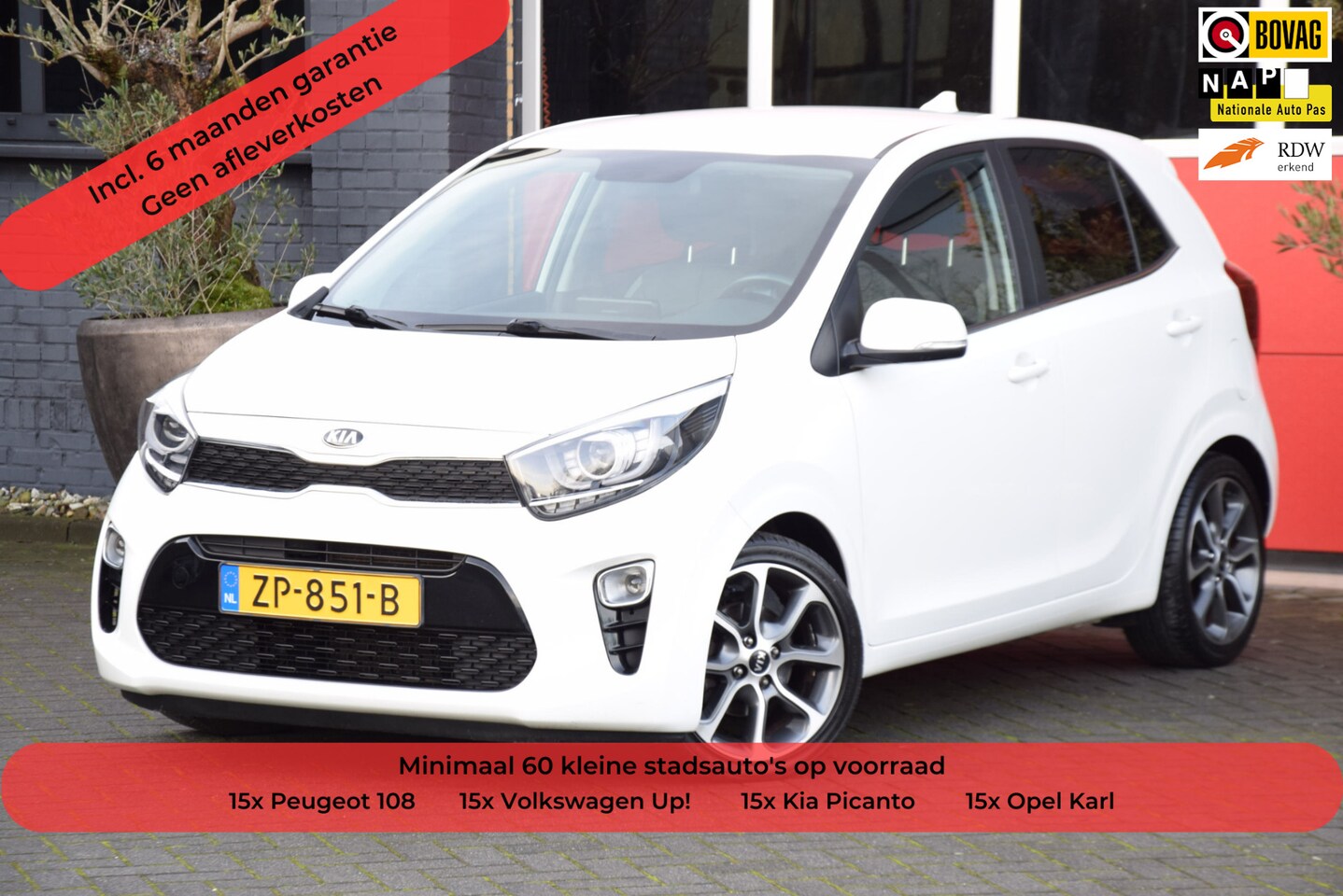 Kia Picanto - 1.0 CVVT DynamicLine Design edition 2019 Navigator Navigatie Carplay Cruise control Airco - AutoWereld.nl