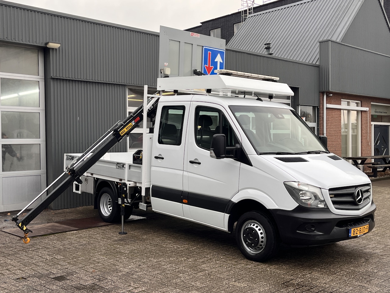 Mercedes-Benz Sprinter - 514 CDI 366 Hiab Laadkraan 018T Trekhaak 2000 kg Airco 6 persoons uitvoering Open laadbak - AutoWereld.nl