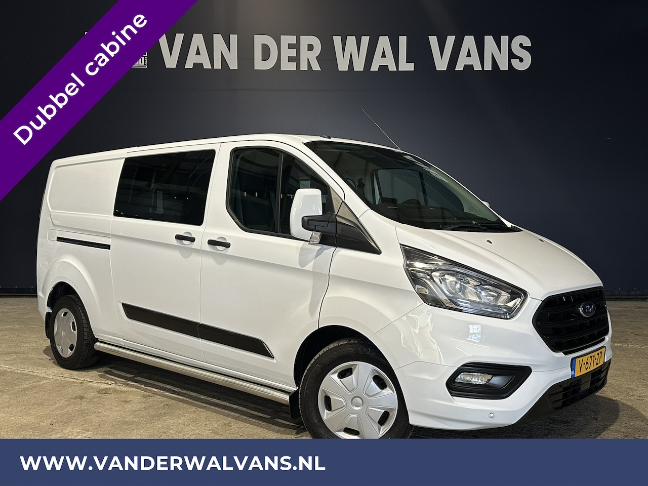 Ford Transit Custom - 2.0 TDCI 130pk L2H1 Dubbele cabine Euro6 Airco | 6-Zits | Navigatie | 2800kg Trekhaak Came - AutoWereld.nl