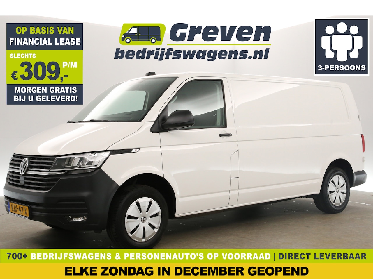 Volkswagen Transporter - 2.0 TDI L2H1 Airco Cruise Carplay PDC Navigatie 3 Persoons Trekhaak - AutoWereld.nl