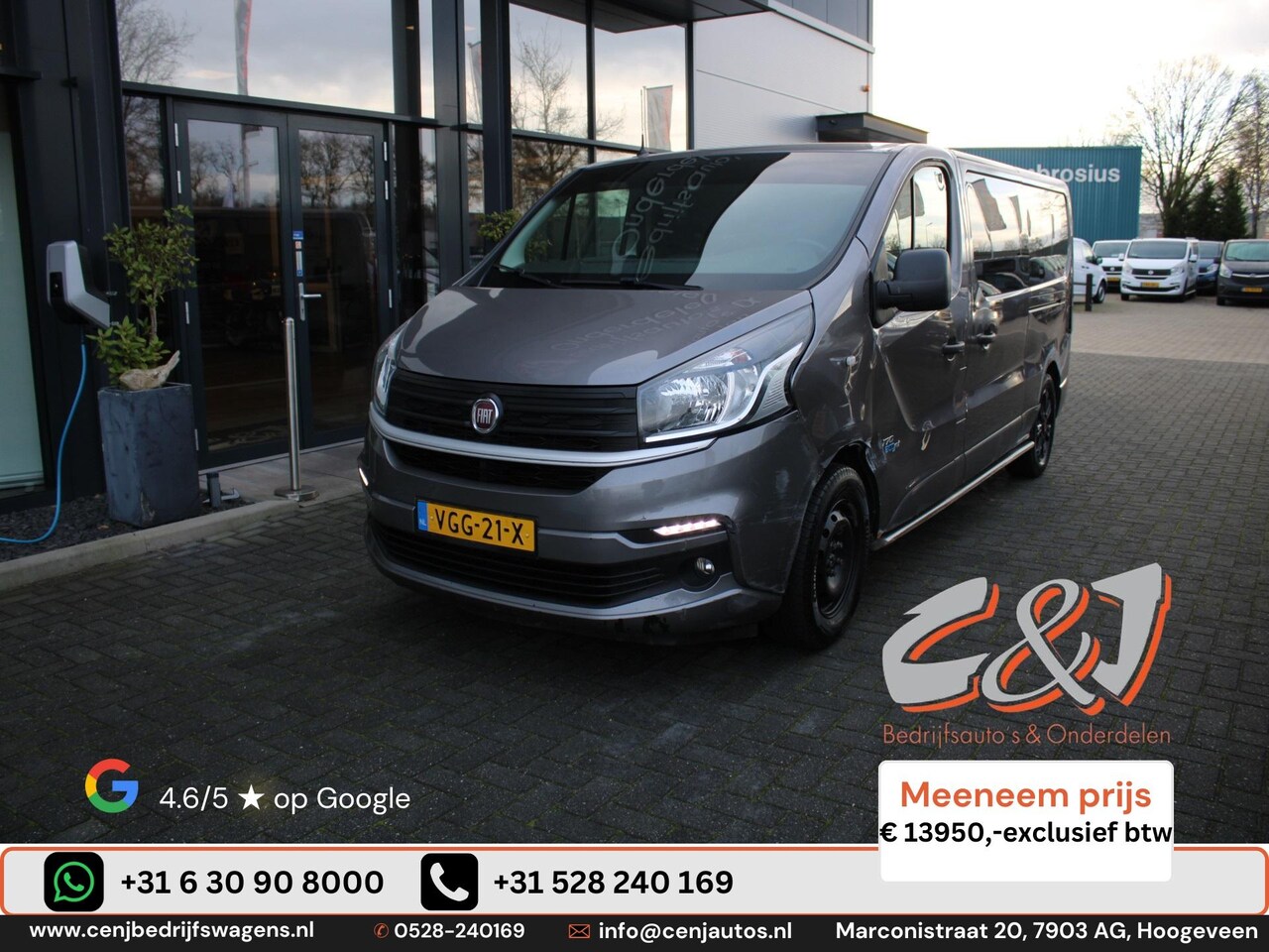 Fiat Talento - 2.0 MultiJet L2H1 SX Dubbele Cabine luxe leder nav airco cruise leder 2 schuifdeuren schad - AutoWereld.nl