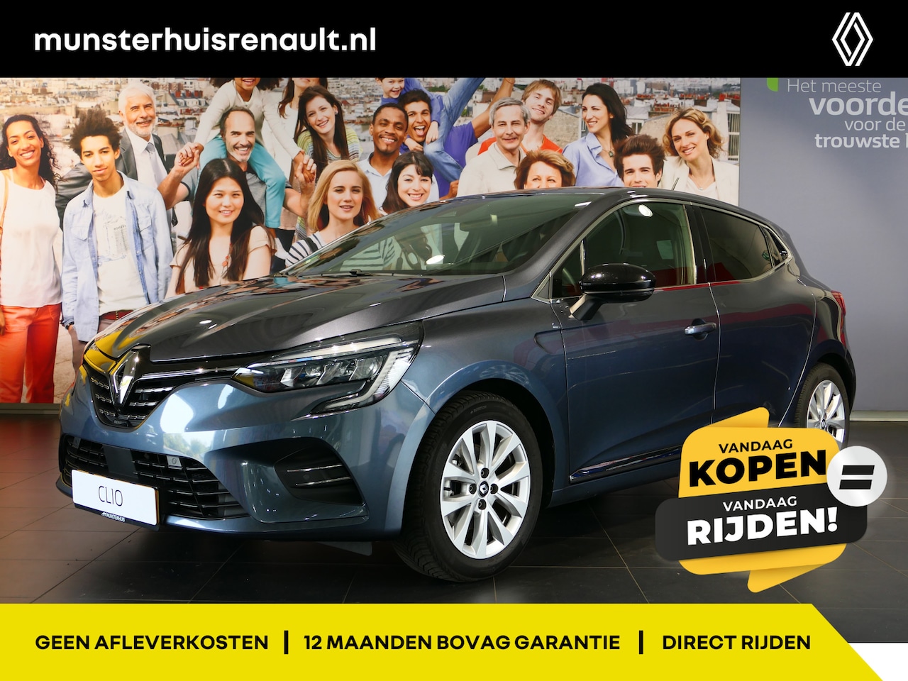 Renault Clio - 1.6 E-Tech Hybrid 140 Intens - 360 Camera, Groot scherm, Camera - AutoWereld.nl