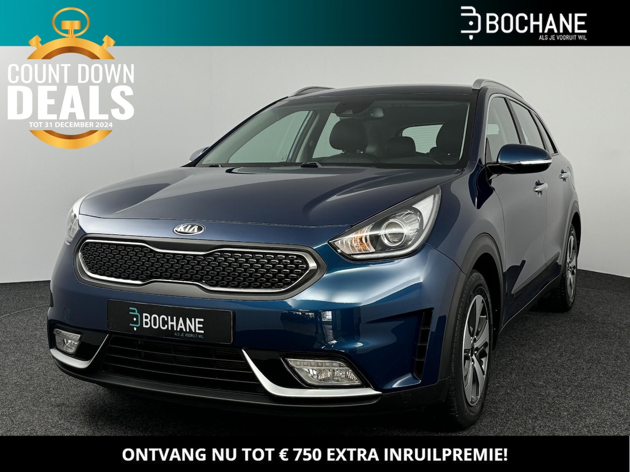 Kia Niro - 1.6 GDi Hybrid DynamicLine | Achteruitrijcamera | Lederen-stof bekleding | Apple Carplay - AutoWereld.nl