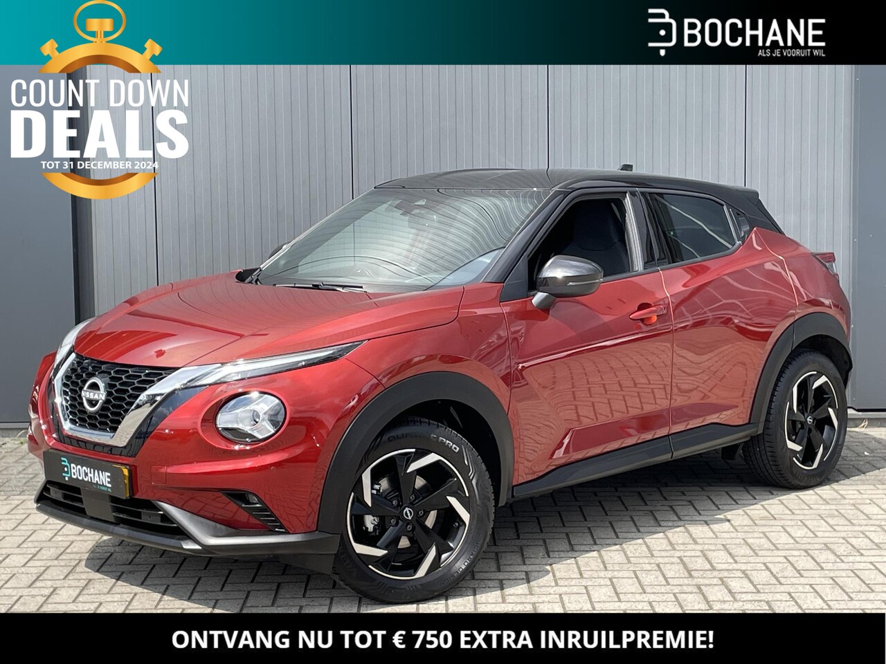 Nissan Juke - 1.0 DIG-T 114 N-Connecta | Metallic rood | Navigatie | 17 inch velgen - AutoWereld.nl