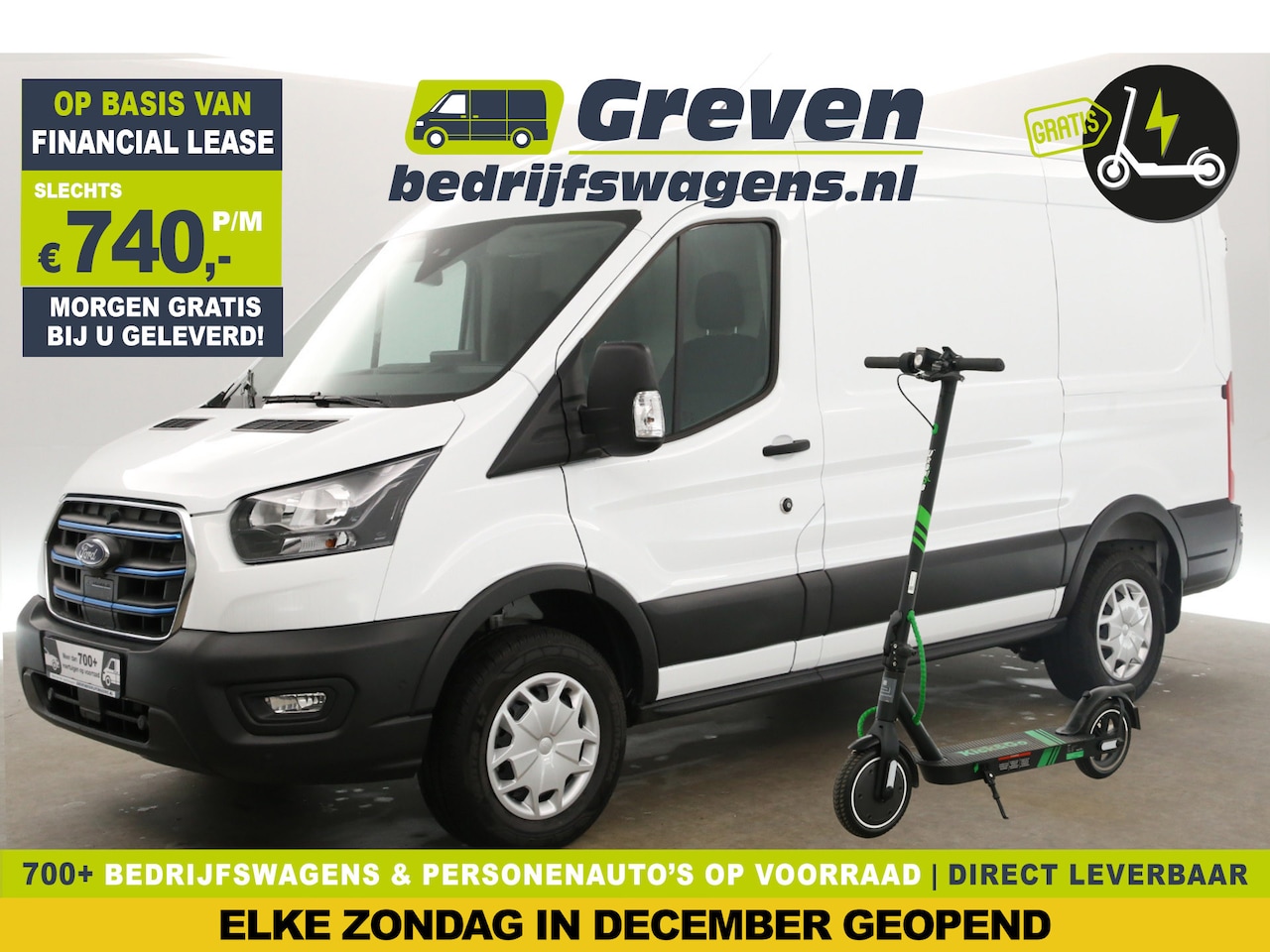 Ford E-Transit - 390 68 kWh L2H2 C-Rijbewijs! | Gratis E-Step! | Elektrisch 184PK Automaat Airco Adaptive-C - AutoWereld.nl