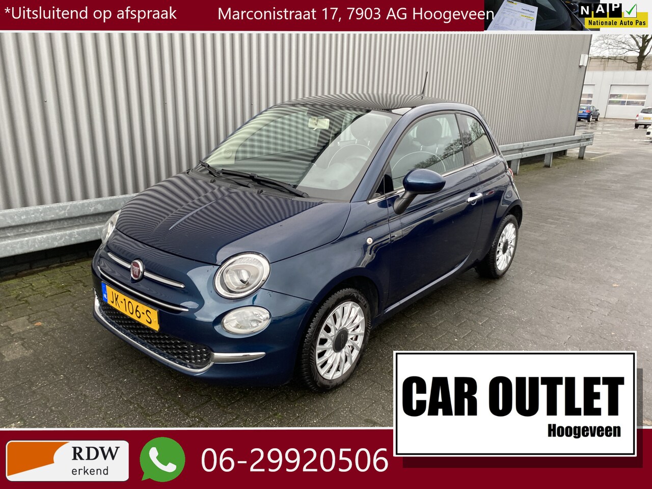 Fiat 500 - 1.2 Lounge 101Dkm.NAP, A/C, Pano, Multi-m, Bluetooth, Carkit, USB, Xenon, LM, nw. APK – In - AutoWereld.nl