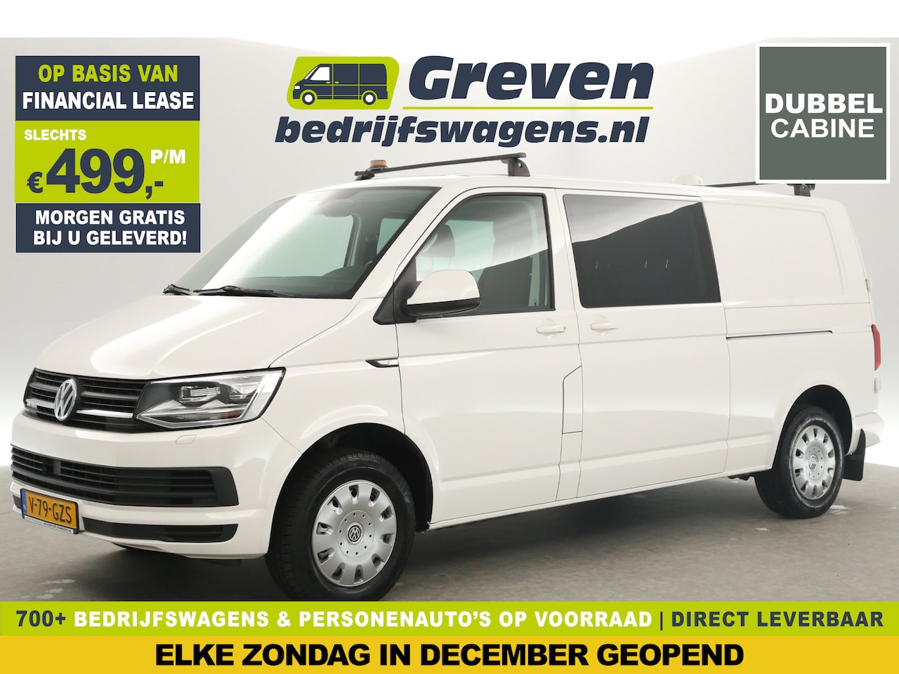 Volkswagen Transporter - 2.0 TDI L2H1 150PK Dubbele Cabine Automaat 5 Pers 2xSchuifdeur Airco Cruise Carplay Navi P - AutoWereld.nl