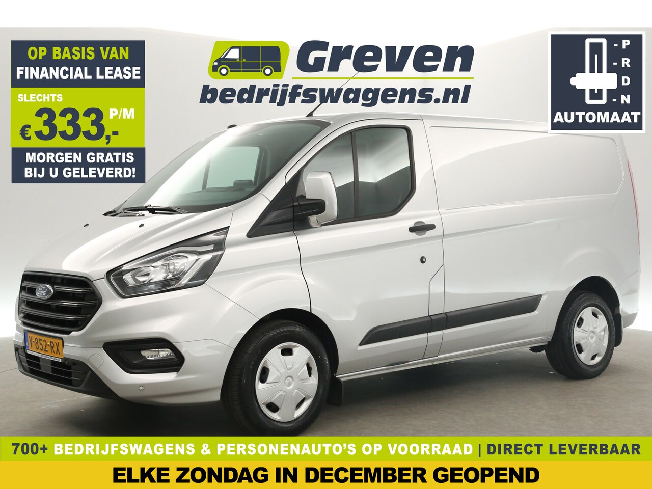 Ford Transit Custom - 2.0 TDCI L1H1 Automaat Airco Cruise Camera Carplay Navigatie PDC 3 Persoons LED Elektrpakk - AutoWereld.nl