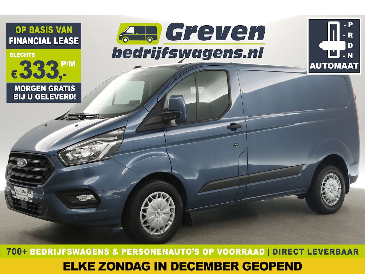 Ford Transit Custom - 280 2.0 TDCI L1H1 Automaat Airco Cruise Carplay Navigatie PDC 3 Persoons Elektrpakket Trek - AutoWereld.nl