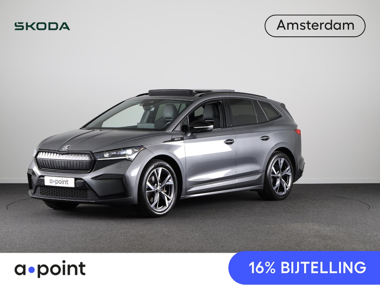 Skoda Enyaq iV - 80 Sportline 204 PK | Panorama dak | Matrix Led | 20"LM velgen | Leder/alcantara | - AutoWereld.nl