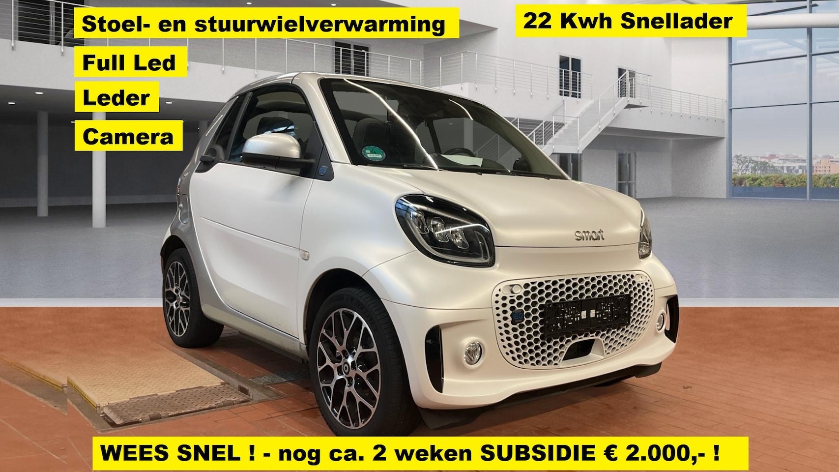 Smart Fortwo cabrio - EQ Comfort PLUS 22 Kwh snellader - leder - stoel- en stuurwielverwarming, 12 mnd. garantie - AutoWereld.nl