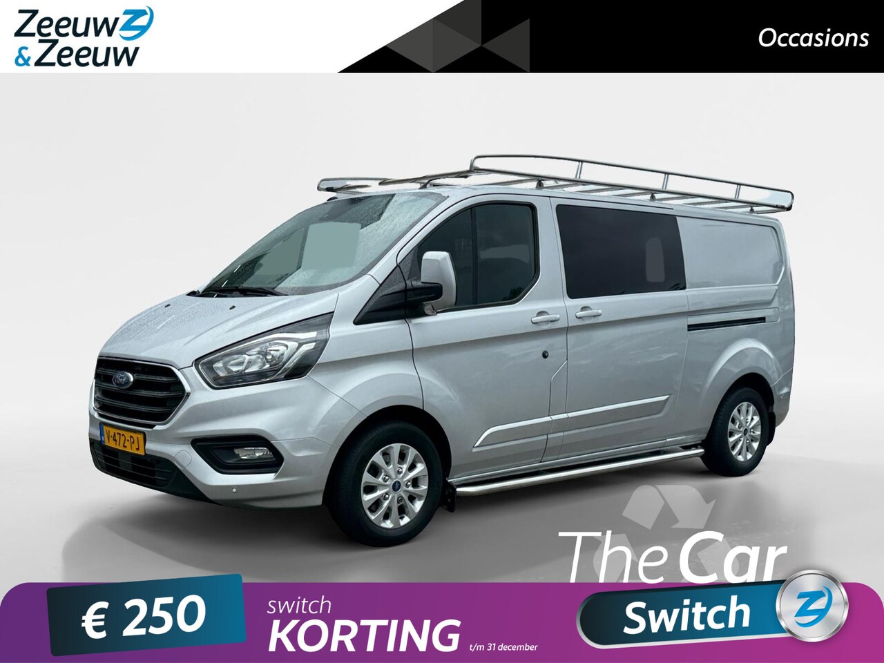 Ford Transit Custom - 320 2.0 TDCI L2H1 Limited 170 pk | Dubbele schuifdeur met ruiten | Sidebars | 3-zits | Tre - AutoWereld.nl